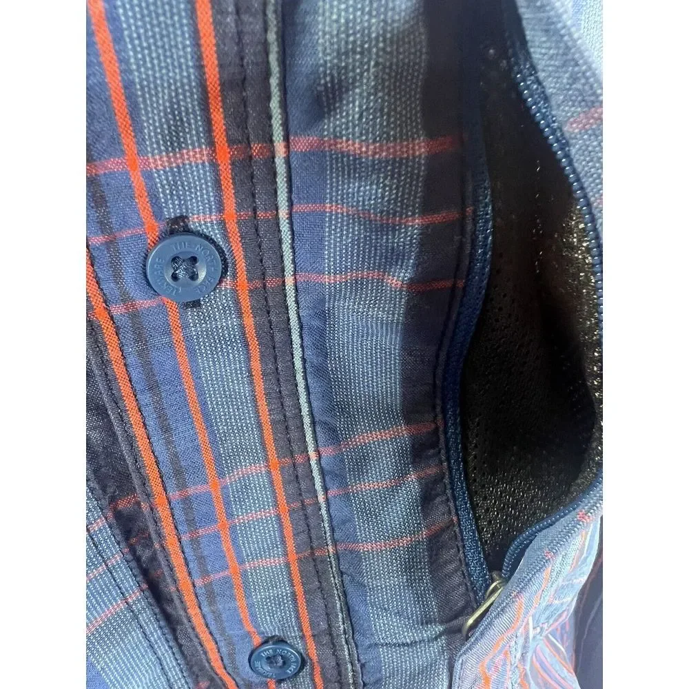 The North Face‎ Shirt Men XL Blue Roll-Up Long Sleeves Zip Pockets Logo Hiking
